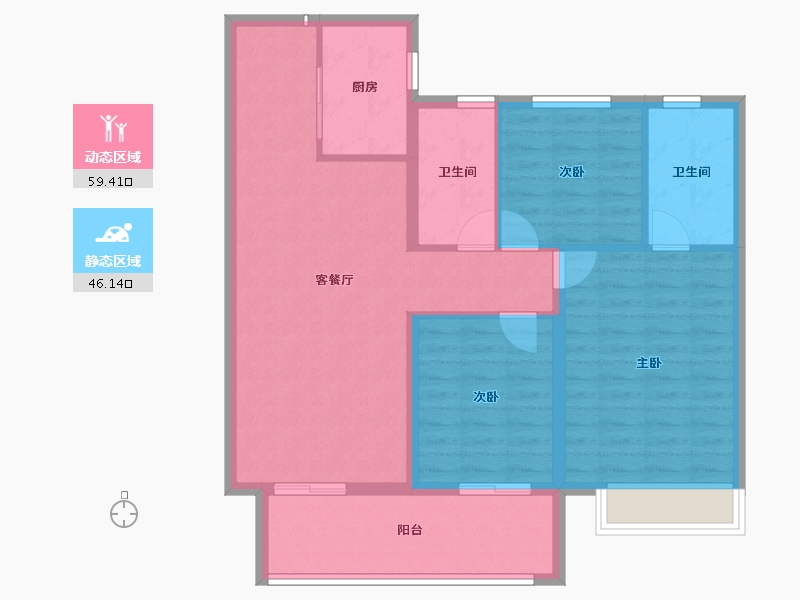 山东省-德州市-蓝镇桃源春晓-95.48-户型库-动静分区