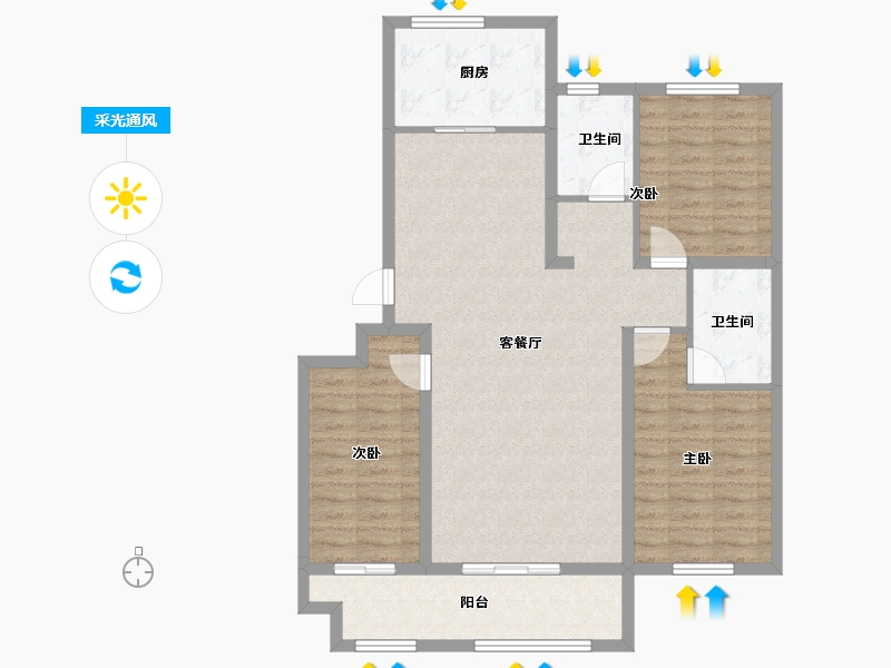 山东省-德州市-糖城·印象-100.69-户型库-采光通风