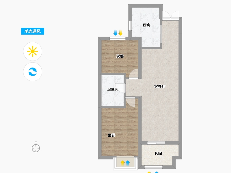 山东省-德州市-名仕雅居二期-58.40-户型库-采光通风