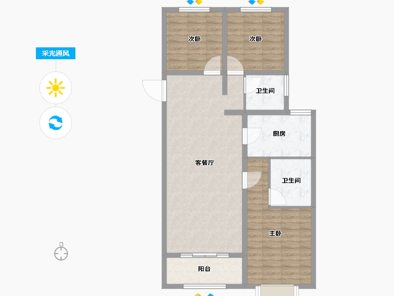 内蒙古自治区-乌兰察布市-东方·壹号院-93.18-户型库-采光通风