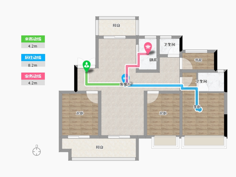 安徽省-亳州市-杭颐师大学府·状元府-104.00-户型库-动静线