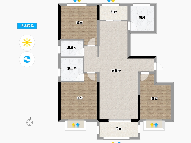 河南省-洛阳市-建业中州上院-100.64-户型库-采光通风