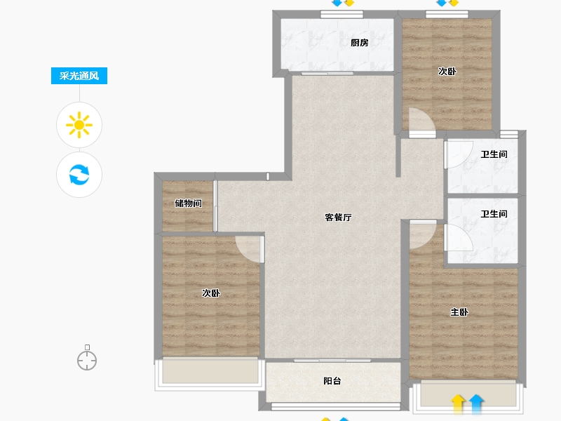 山东省-德州市-名匠华府-100.80-户型库-采光通风