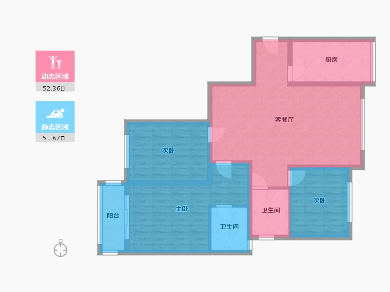 内蒙古自治区-鄂尔多斯市-宏达小区-109.00-户型库-动静分区