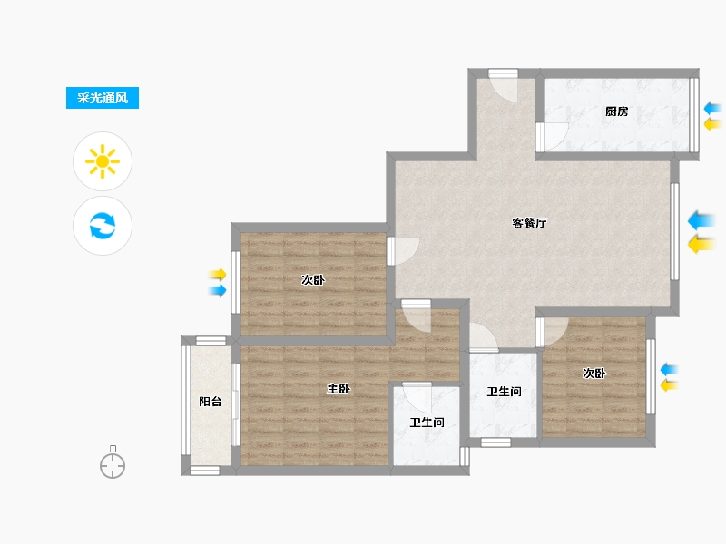 内蒙古自治区-鄂尔多斯市-宏达小区-109.00-户型库-采光通风