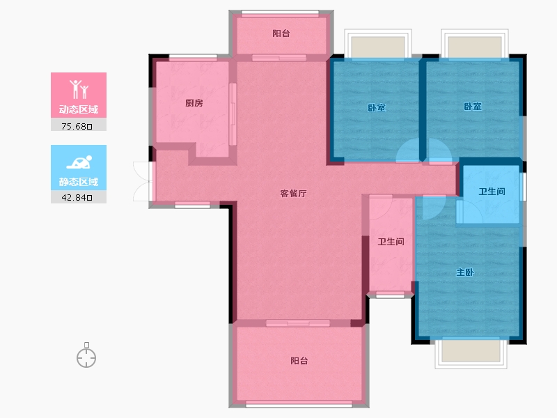 湖南省-邵阳市-广达上邦华府-106.13-户型库-动静分区