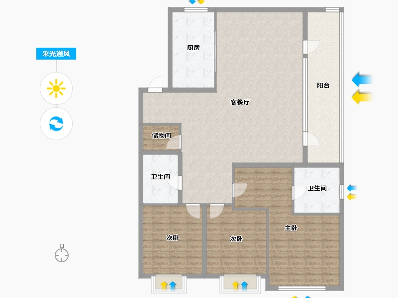 山东省-烟台市-烟台华润中心-151.19-户型库-采光通风