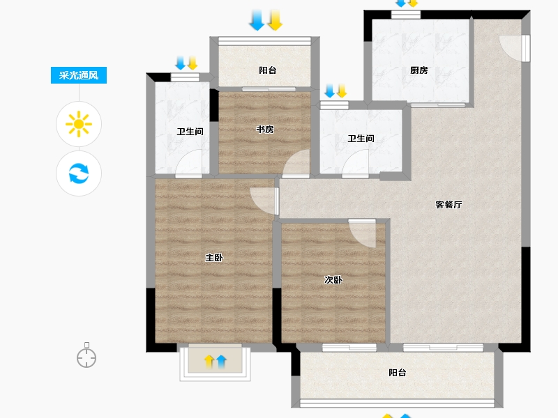 江苏省-镇江市-海伦堡云麓小院-94.22-户型库-采光通风