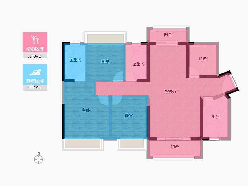 广东省-惠州市-时代可园-98.63-户型库-动静分区