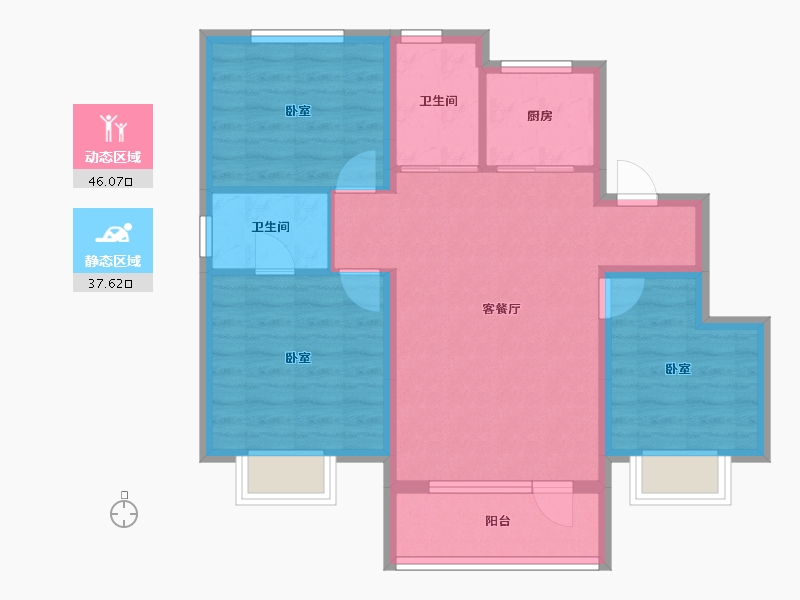 吉林省-吉林市-泽信·江山府-74.47-户型库-动静分区