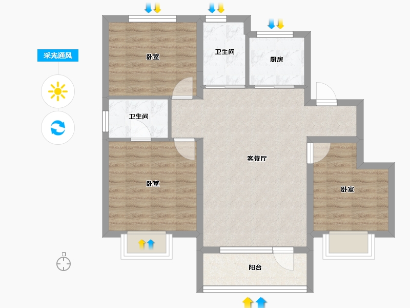 吉林省-吉林市-泽信·江山府-74.47-户型库-采光通风