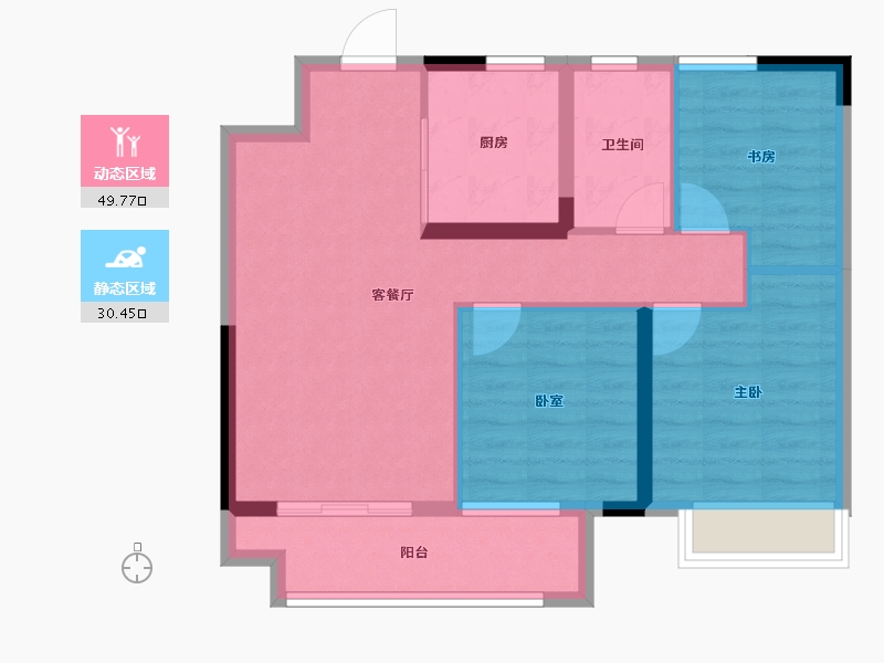 安徽省-马鞍山市-中梁时代江来-71.59-户型库-动静分区