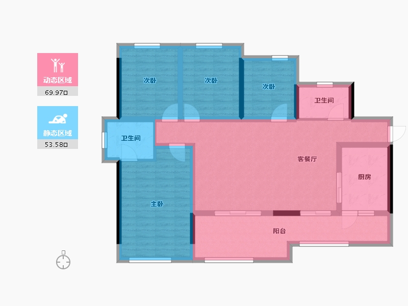 重庆-重庆市-朗基八俊里-110.38-户型库-动静分区