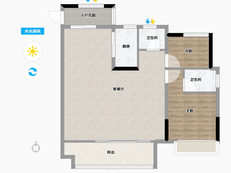 安徽省-亳州市-杭颐师大学府·状元府-86.40-户型库-采光通风