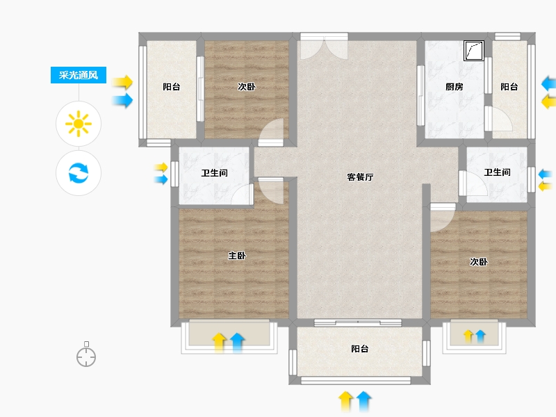 湖南省-衡阳市-常盛小区-124.39-户型库-采光通风