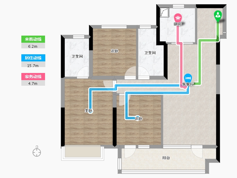 山东省-烟台市-烟台高新吾悦广场-94.40-户型库-动静线