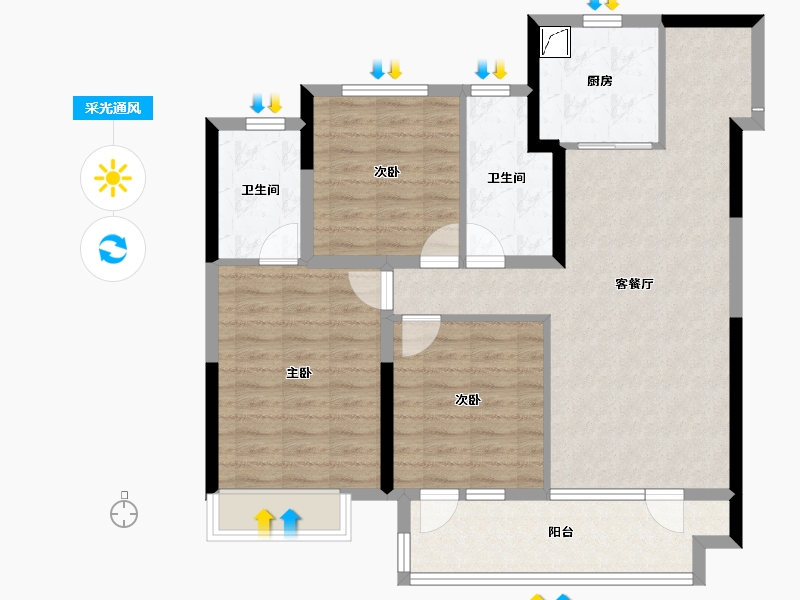 山东省-烟台市-烟台高新吾悦广场-94.40-户型库-采光通风