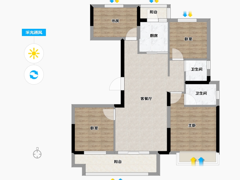 安徽省-马鞍山市-中梁时代江来-95.20-户型库-采光通风