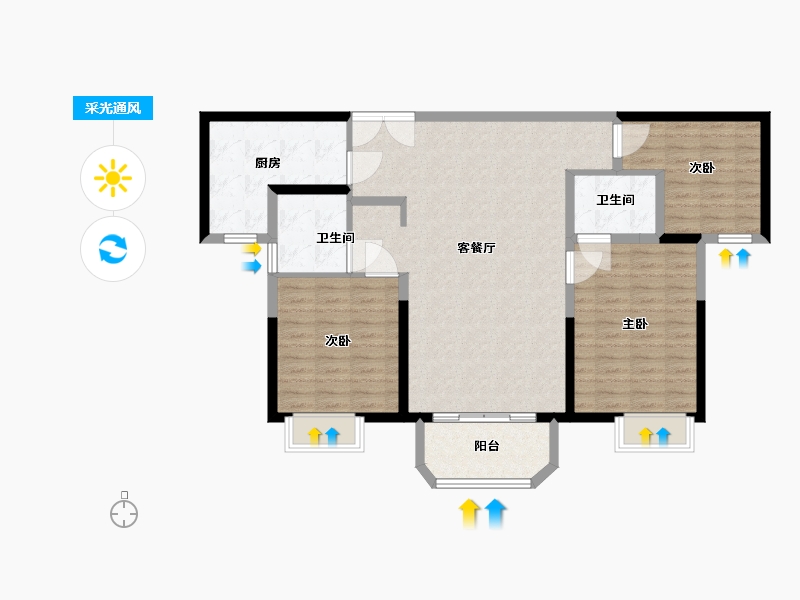 河南省-郑州市-西亚斯宫馆-105.00-户型库-采光通风