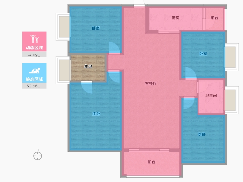 四川省-成都市-鹭湖宫19区长河湾-108.77-户型库-动静分区