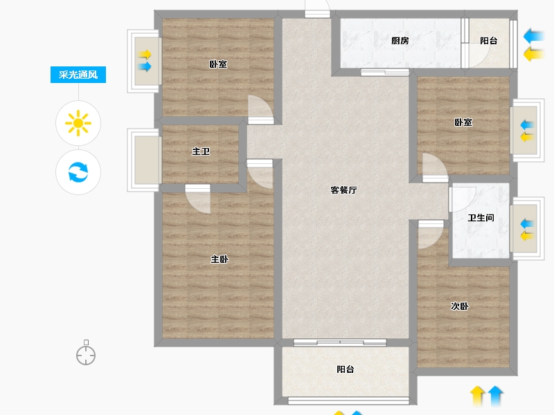 四川省-成都市-鹭湖宫19区长河湾-108.77-户型库-采光通风