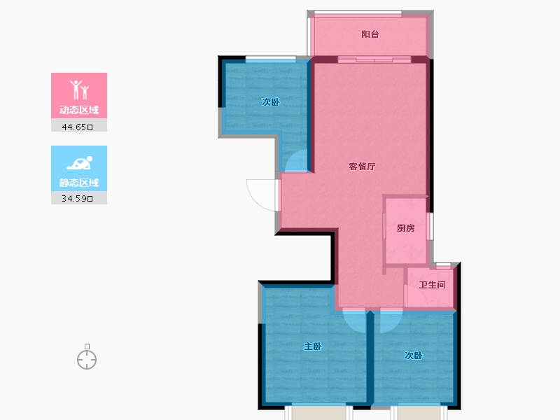 甘肃省-天水市-金田·仁和居-70.26-户型库-动静分区