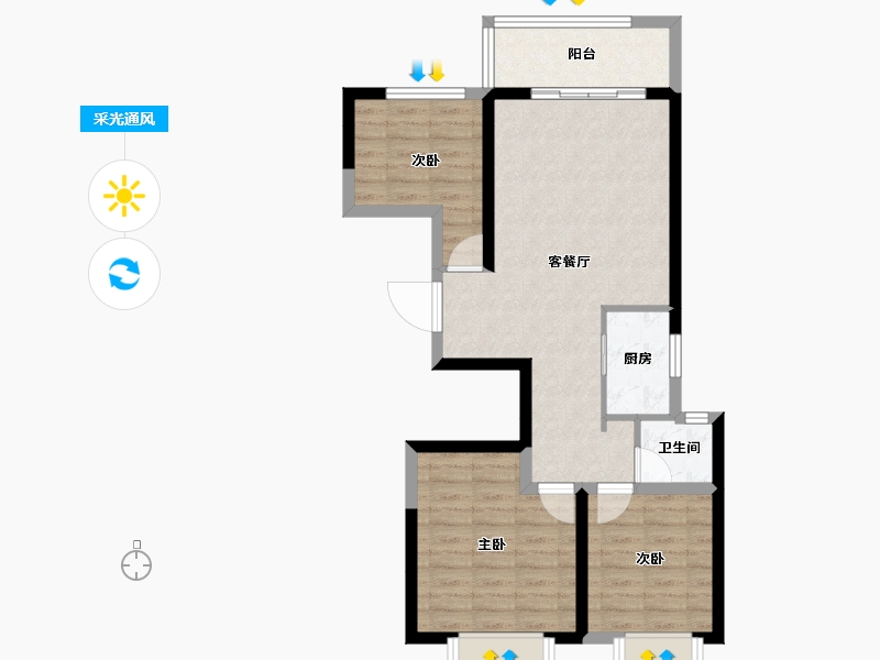 甘肃省-天水市-金田·仁和居-70.26-户型库-采光通风