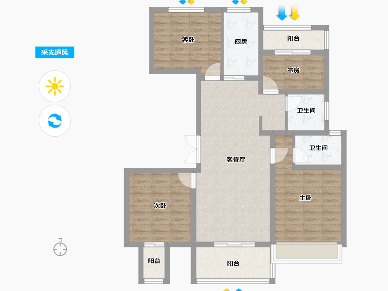 安徽省-巢湖市-中顺观澜府-98.56-户型库-采光通风