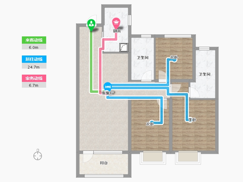 山东省-烟台市-烟台华润中心-100.60-户型库-动静线