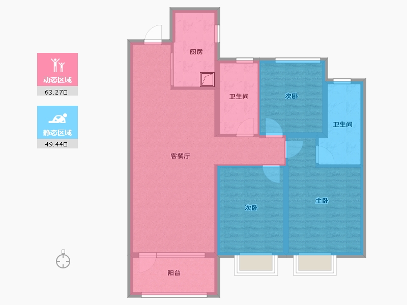 山东省-烟台市-烟台华润中心-100.60-户型库-动静分区