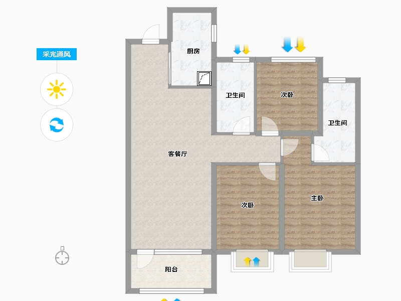 山东省-烟台市-烟台华润中心-100.60-户型库-采光通风