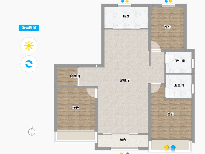 山东省-德州市-名匠华府-100.79-户型库-采光通风