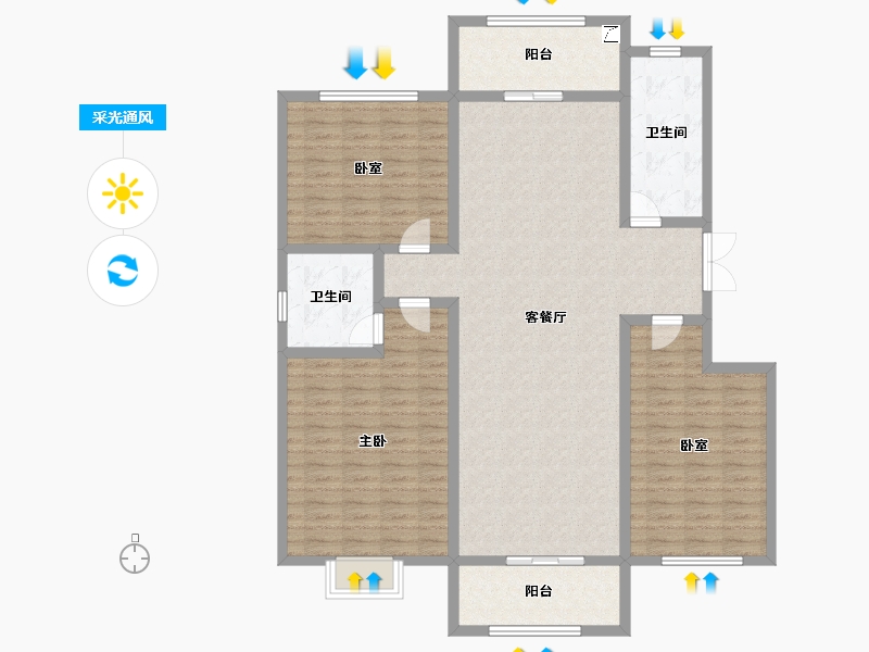 新疆维吾尔自治区-伊犁哈萨克自治州-东城小区H户型-139.00-户型库-采光通风