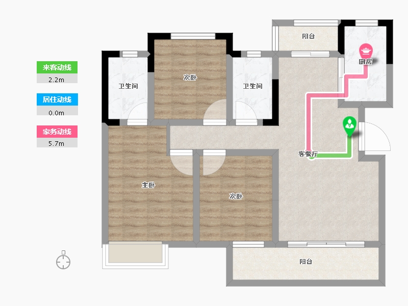 四川省-成都市-北辰鹿鸣院-85.83-户型库-动静线