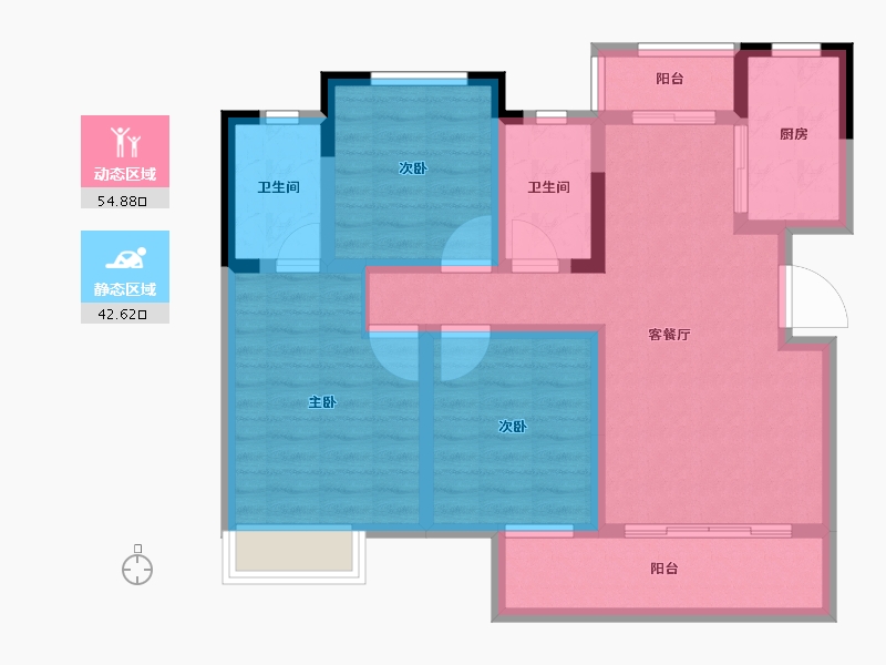 四川省-成都市-北辰鹿鸣院-85.83-户型库-动静分区