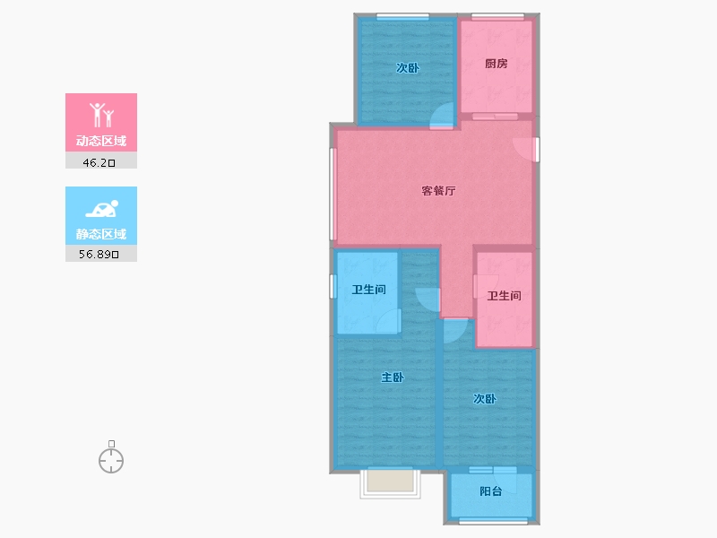 山东省-烟台市-烟台华润中心-91.99-户型库-动静分区