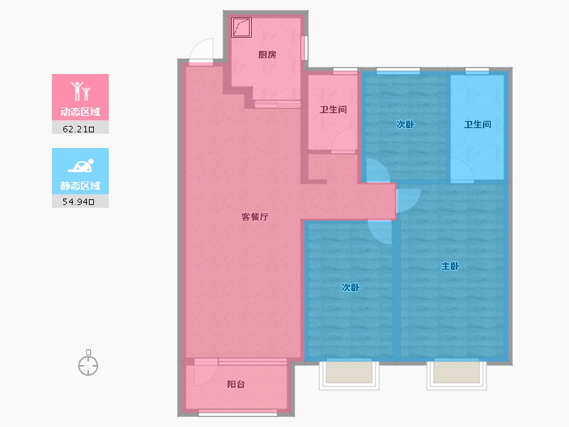 山东省-烟台市-烟台华润中心-104.80-户型库-动静分区