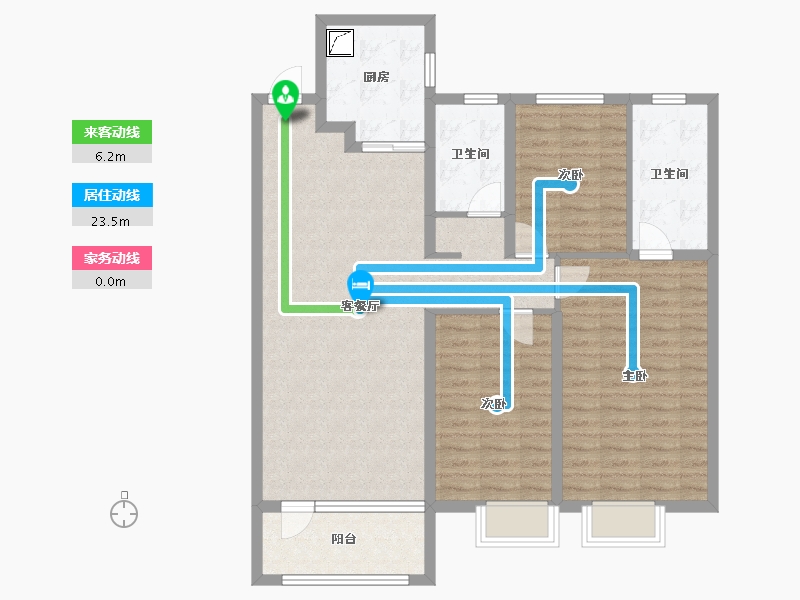 山东省-烟台市-烟台华润中心-104.80-户型库-动静线