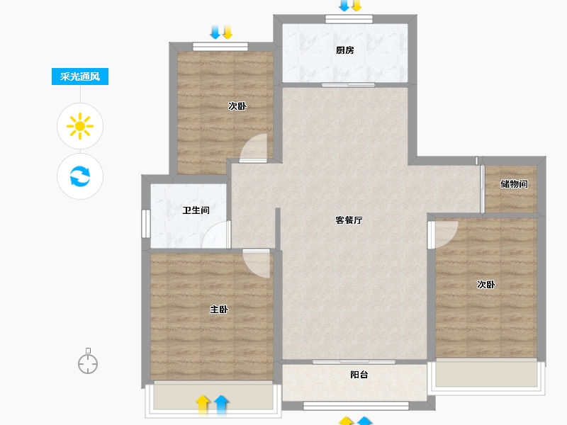 山东省-德州市-名匠华府-90.39-户型库-采光通风