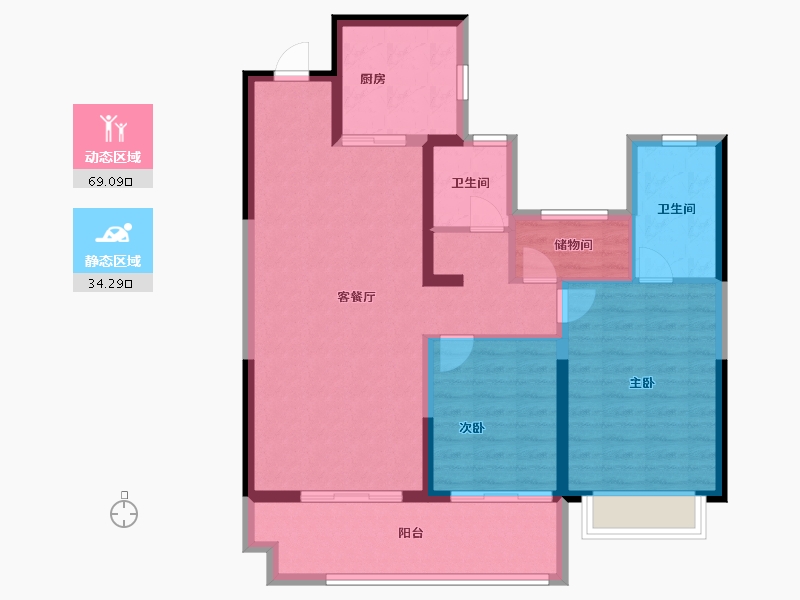 山东省-德州市-禹城金辰府-92.80-户型库-动静分区