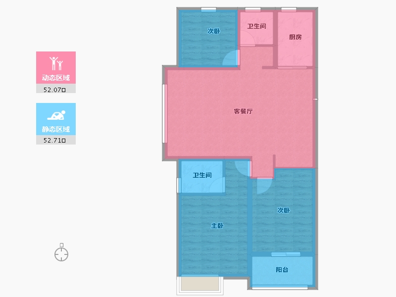 山东省-德州市-蓝镇桃源春晓-94.39-户型库-动静分区