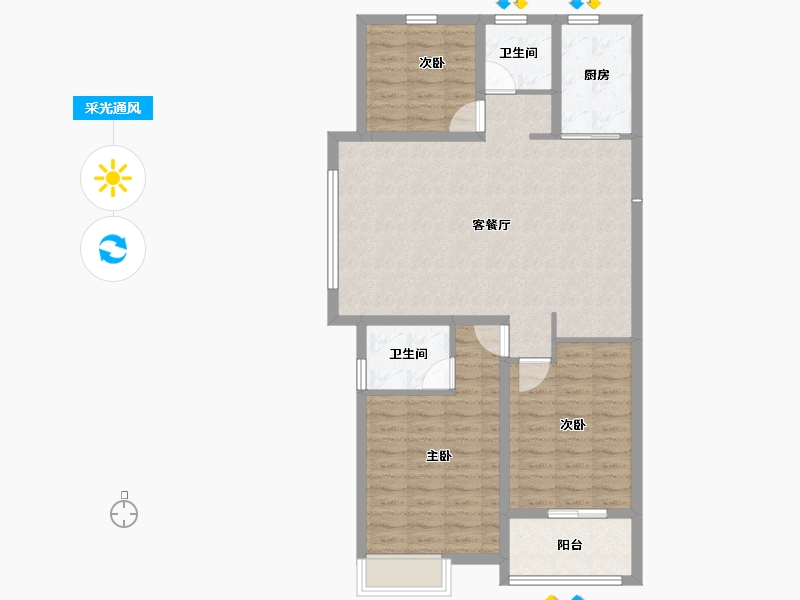 山东省-德州市-蓝镇桃源春晓-94.39-户型库-采光通风