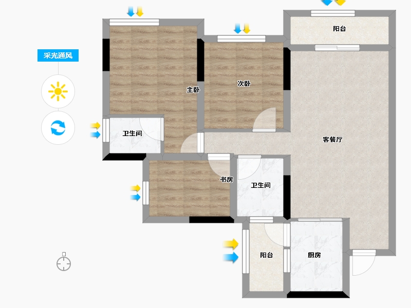重庆-重庆市-朗基八俊里-76.00-户型库-采光通风