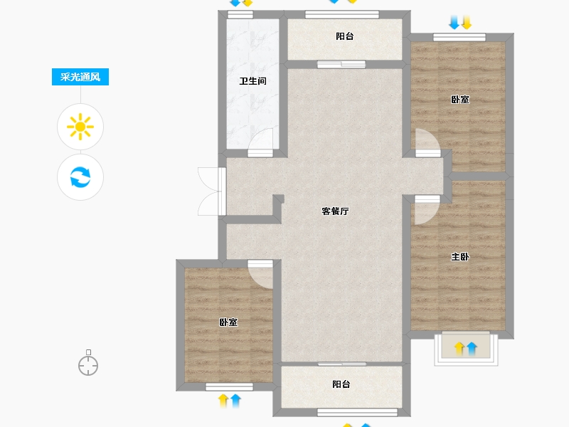 新疆维吾尔自治区-伊犁哈萨克自治州-东城小区D户型-110.00-户型库-采光通风