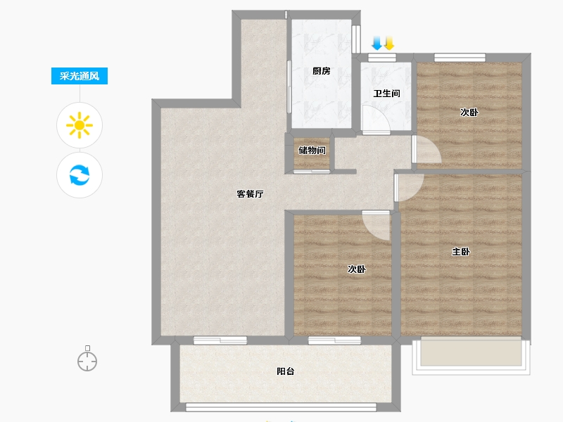 山东省-德州市-蓝镇桃源春晓-87.41-户型库-采光通风