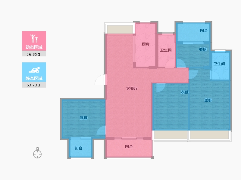 安徽省-巢湖市-中顺观澜府-108.58-户型库-动静分区