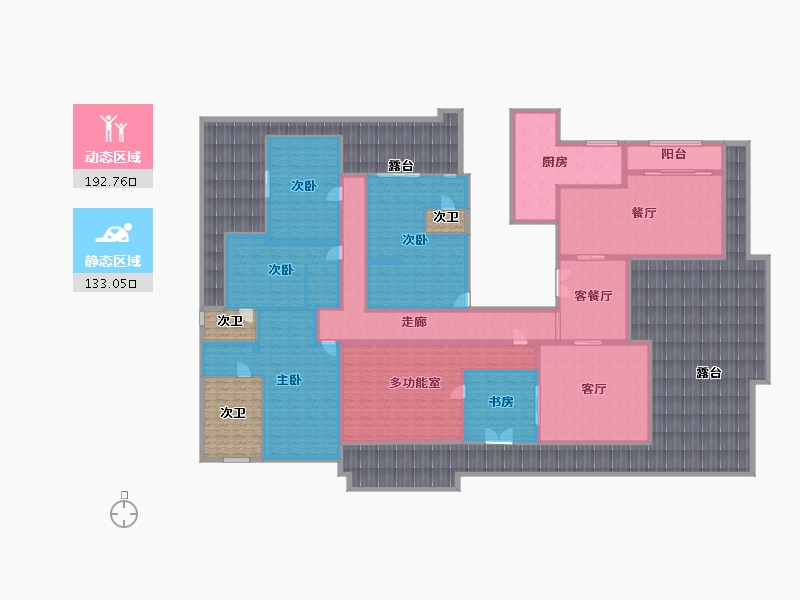 四川省-成都市-鹭湖宫19区长河湾-466.89-户型库-动静分区