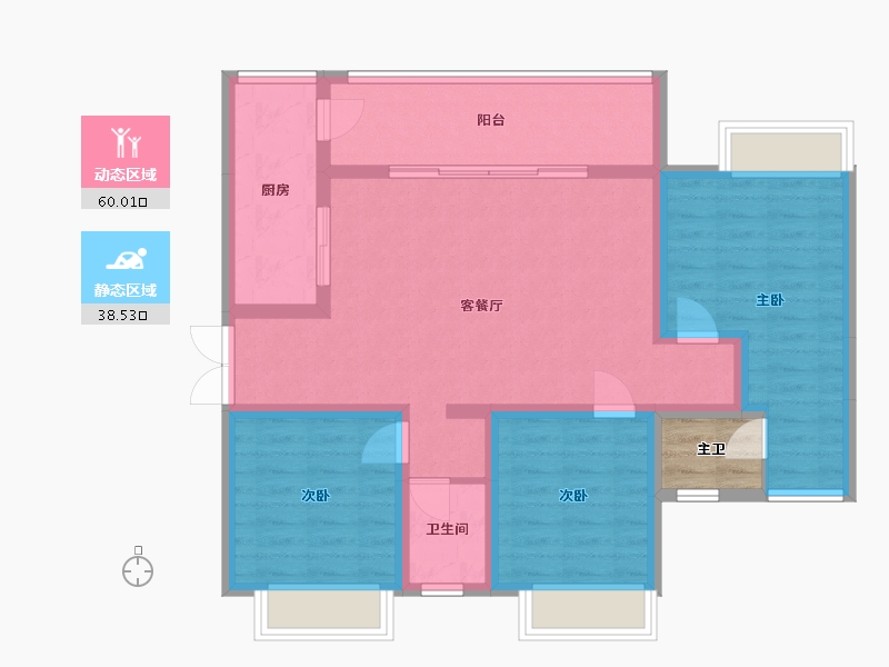 四川省-成都市-江湾府-90.62-户型库-动静分区