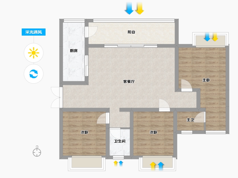 四川省-成都市-江湾府-90.62-户型库-采光通风