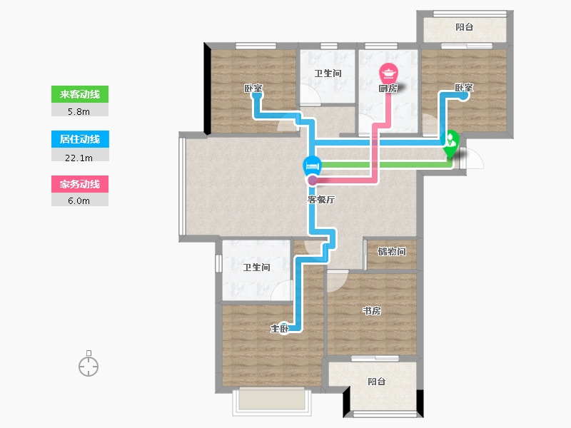 湖北省-襄阳市-房投翰林府-109.60-户型库-动静线